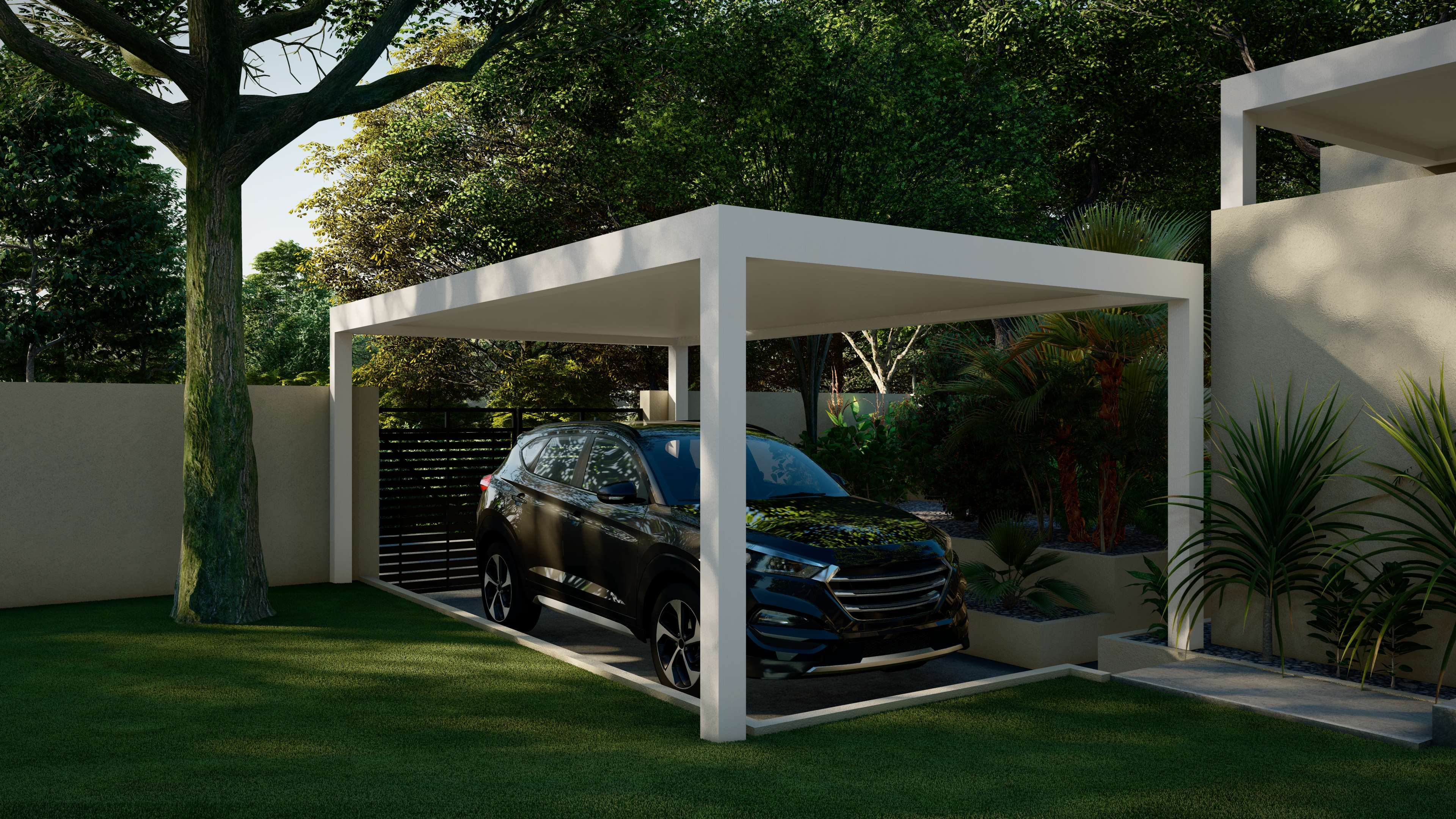R-CAR carport with clean architectural lines