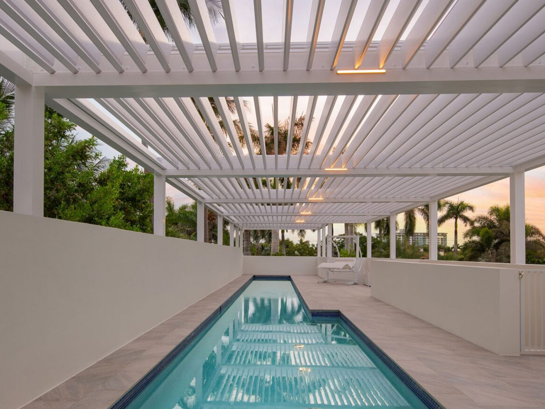 pergola louvered roof pool