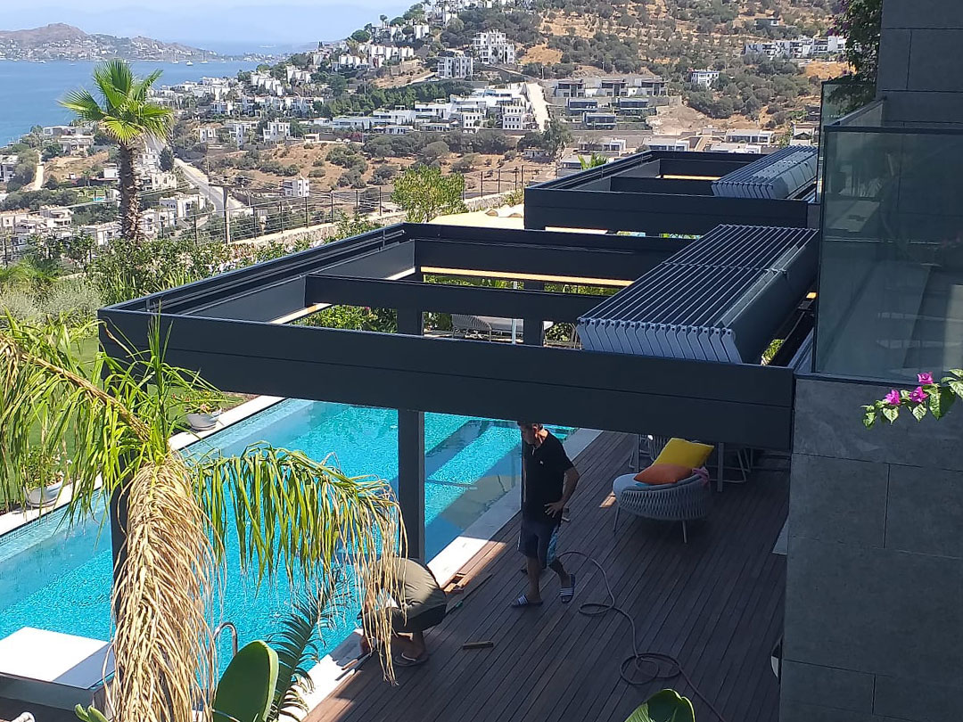 pergola louvered roof pool