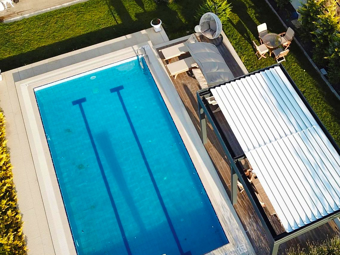 louvered pergola pool