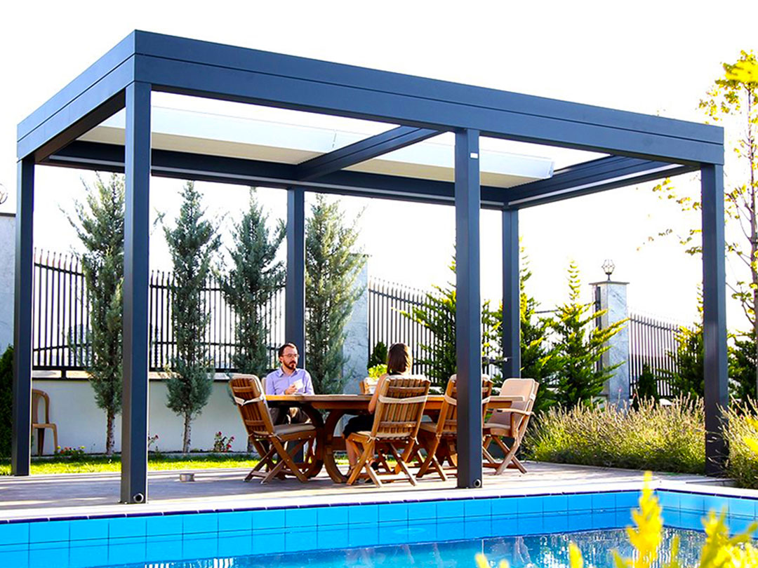 louvered pergola pool