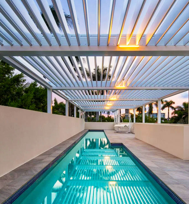 louver pergola swimming pool